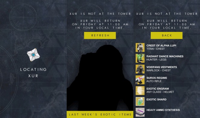 where is xur the app new screens